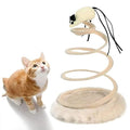 Spring Spiral Cat Toy with Mouse – Interactive Bouncy Teaser & Scratch Pad | Plush Base Cat Toy for Indoor Cats & Kittens | Exercise & Activity Play (Multicolor, Spiral Mouse)