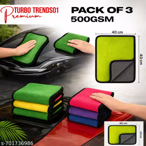 Microfiber Cleaning Pack Of 3 Pic 600Gsm Microfiber Cleaning Cloth Ultra Super Absorbent, Lint & Scratch Free Multipurpose Towels For Cars Cleaning And Home Cleaning