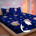 Super Soft Glace Cotton All Round Elastic Fitted Double Bed Bedsheet with 2 Pillow Covers-72x78x8 Inches-fiteed_Double