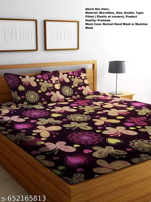 Elastic Fitted Double Bedsheet with pillow covers