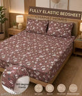Chahat Homes King Size Fitted Elastic Cotton Superfine 1 Double Bedsheet With Free 2 Pillow Covers