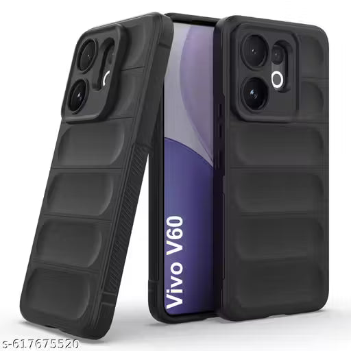 Vivo V60 Back Case Cover for Vivo V60 | Compatible for Vivo V60 Back Cover | Liquid Silicon Magic Case with Camera Protection | Black