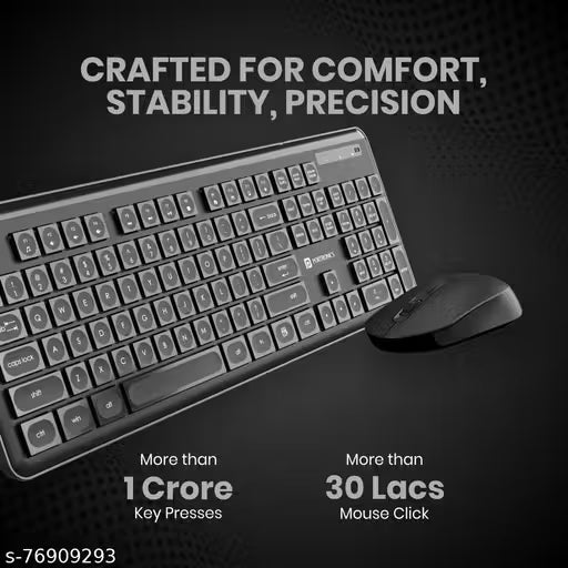 Portronics Key4 Combo 2.4GHz Wireless Keyboard Mouse Set I Noiseless I Multi-Media Shortcut Key Function(Black)