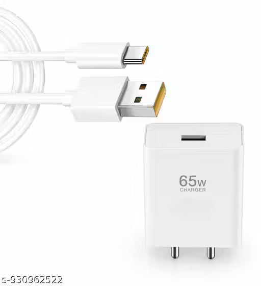 65W Fast Mobile Charger with Type-C Cable | Single USB Adapter | Quick & Safe Charging”