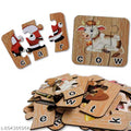 Wooden Spelling learning Puzzle Game | Wooden Educational 3 piece jigsaw Puzzle for Kids | Learning Wooden Toys for kids (3 piece puzzle set of 15)