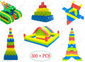 Kingwell 300+ Pcs Building Blocks for Kids Bullet-Shaped Construction DIY Puzzle Toys Plastic Assembly Stacking Toys