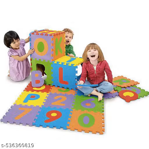 Kids Learning Puzzle Toy Mat - Multicolor ABC & 123 Interlocking Tiles