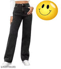 Waist Jeans for Women – Wide Leg Straight Fit Denim | Baggy Cargo Style Casual Pants for Girls & Daily College Wear