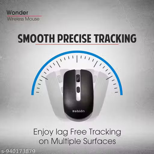 Wonder Wireless Mouse, 2.4 GHz USB Nano Receiver, 4G Wireless Technology,Upto 10M Range, Adjustable DPI, 8G Acceleration Sensor, Automatic Sleep State,2AAA Battery (Black)