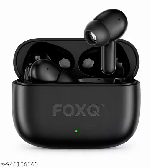 FOXQ T310 Buds Wireless Earbuds Bluetooth 5.4 with 40H Battery Backup, AI ENC Calling, Deep Bass, Touch Control & Type-C Fast Charging (Black)