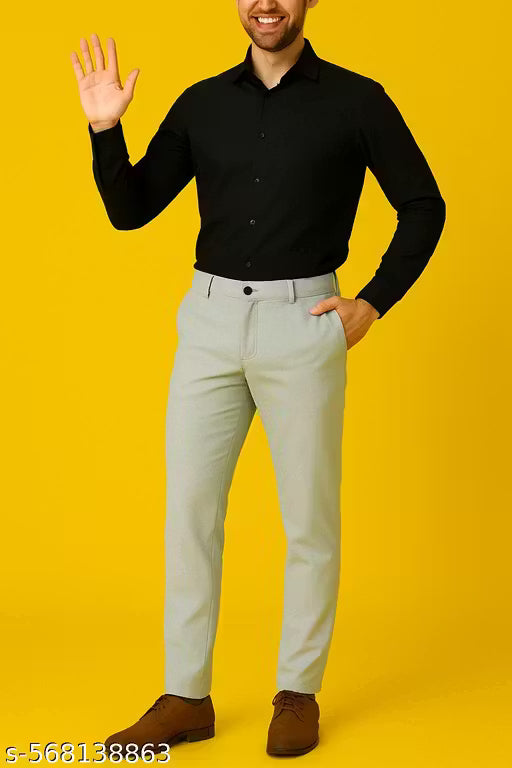 Lower for Men Under 300rs|Silver Lycra Casual Trousers