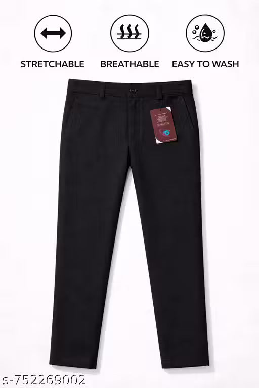Men Casual & Office Wear Lycra Trouser | Stretchable Pant | Regular Fit