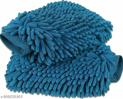 Cleanbuddy Double Sided Microfiber Chenille Cleaning Glove Soft Car Wash & Dusting Mitt Reusable Multi-Purpose Cleaning Glove (2 Pc)