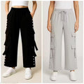 Stylish High-Waist Utility Cargo Trousers for Women – Side Pockets [Pack Of 2]