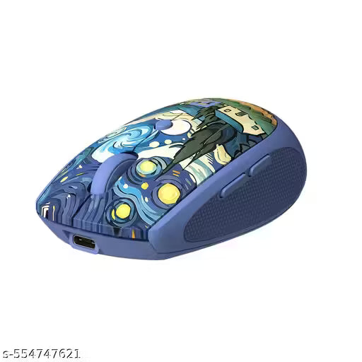 Portronics Toad III Plus Rechargeable Bluetooth Mouse with Bluetooth & 2.4 GHz Wireless Connectivity, Stylish Illustrated Design, 6 Buttons, Soft (Blue)