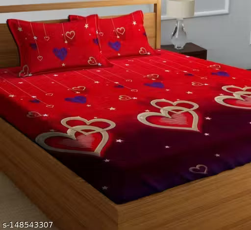 SKROVERSEAS 3D KING SIZE GLACE COTTON BEDSHEETS WITH 2 PILLOW COVERS