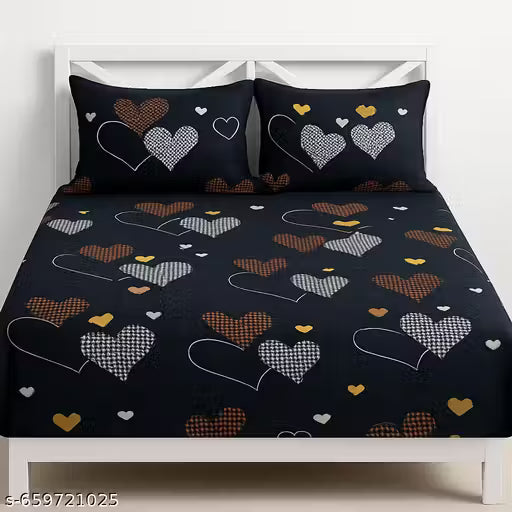 Glace-Cotton Bedsheet For Single/Double Bed With Pillow Cover