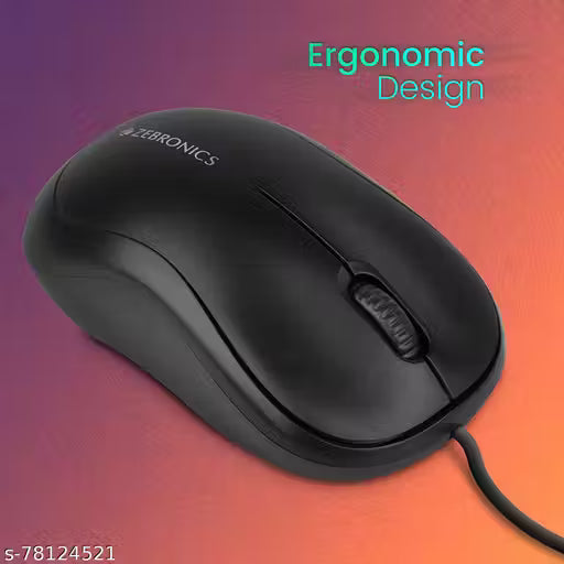 ZEBRONICS Zeb-Comfort Wired USB Mouse, 3-Button, 1000 DPI Optical Sensor, Plug & Play, for Windows/Mac, Black