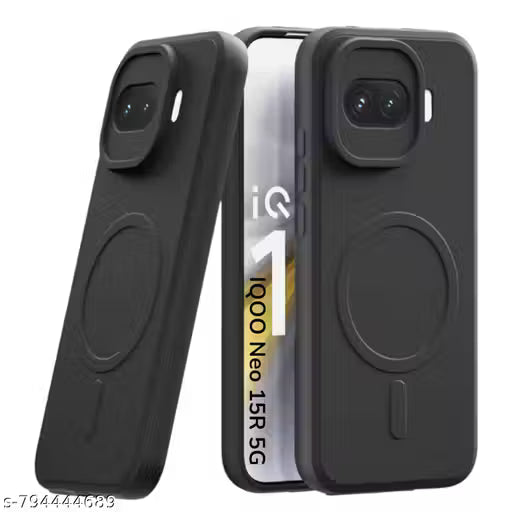 BINKSON Back Cover for IQOO Neo 15R (BLACK) Soft Matte Silicone Mag-Safe Design