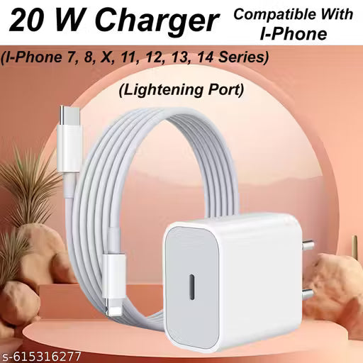 20 Watt I-Phone Charger, Lightening Port Type Cable for I-phone and other IOS Devices, Fast Charger Supports Fast Charge
