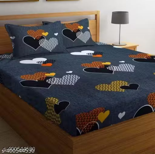 Glace-Cotton Bedsheet For Double Bed With 2 Pillow Covers