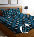 KIRAT Cotton Elastic King Size Fitted Bedsheets with 2 Pillow Covers | Double Bed with All Around Elastic 210TC Supersoft | Size - 72x78+10