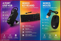 3-in-1 USB Desktop Combo – Keyboard, Optical Mouse & 4 Ports USB Hub | Plug & Play Wired Computer Accessories for PC, Laptop, Windows, MaQ & Linux