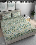 LAYNORA HOME 180 TC Supersoft Premium Cotton Elastic Fitted Bedsheets with 2 Pillow Covers | Double Bed with All Around Elastic | for 78x72+10 Mattress,
