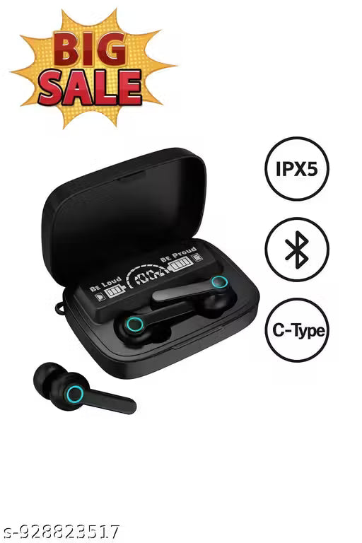 Top Quality Best seller product True Wireless Earbuds, Upto 220 Hours Total playback time M19 Bluetooth 5.1 Earbuds in-Ear TWS Stereo Headphones with Smart LED, Waterproof Built-inMic- Black