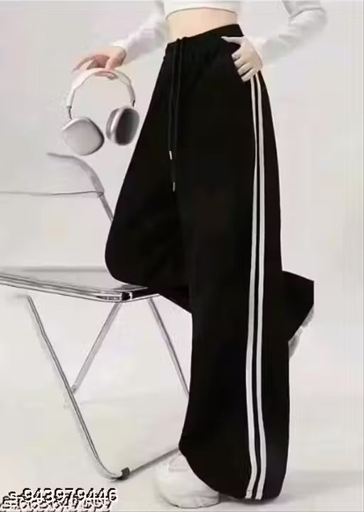 @Trendy Black 2 patti lycra trouser for woman for summer and daly used stylesh korian trouser (pack of 1)