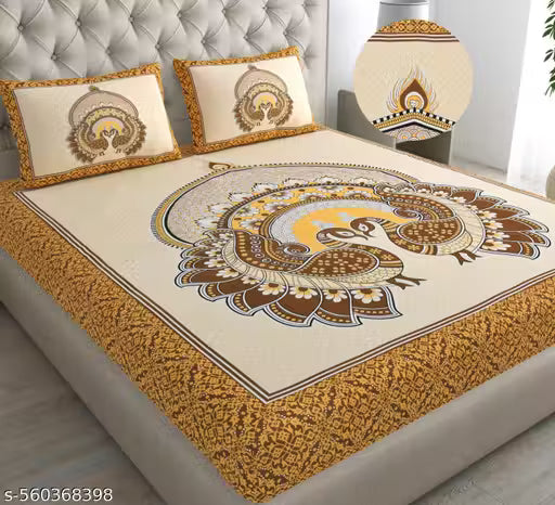 100% Pure Cotton Jaipuri Printed Double Bedsheet With 2 Pillow Covers