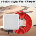 85 Watt Charger, 6A Super Fast Mobile Charger for Mobile with Detachable Red & White Cable, Supports Supervooc, VOOC, Warp, Dash, SuperDart & Fast Charging
