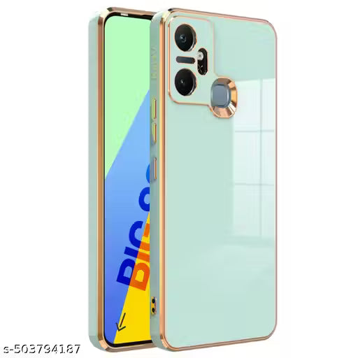 KartV 6d Chrome Flexible Silicone TPU Back Cover for Infinix Smart 6 Plus - Sky Blue, Gold