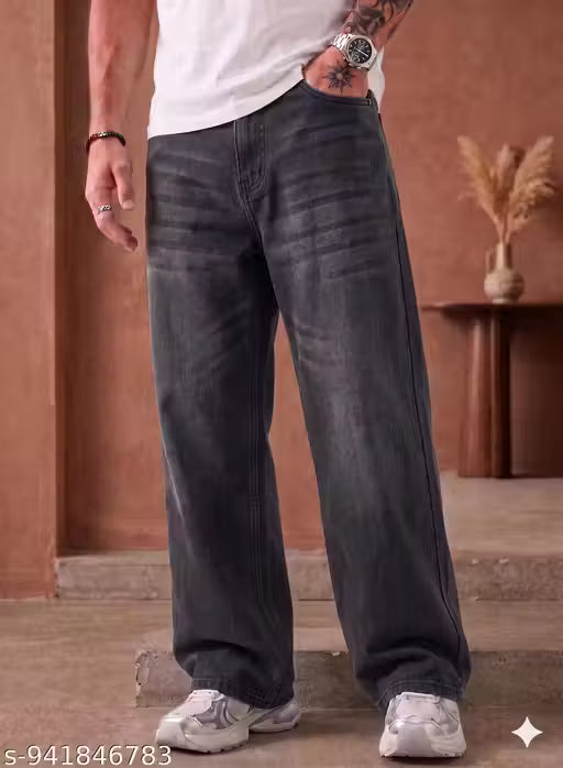DAIME Loose Fit Mid Dark Grey Men Denim Jeans