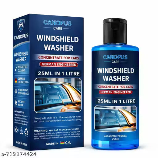Canopus Care Car Windshield Cleaning Liquid 250ML | Highly Concentrated (1 Bottle Makes 10L+) | Streak-Free Car Glass Cleaner |