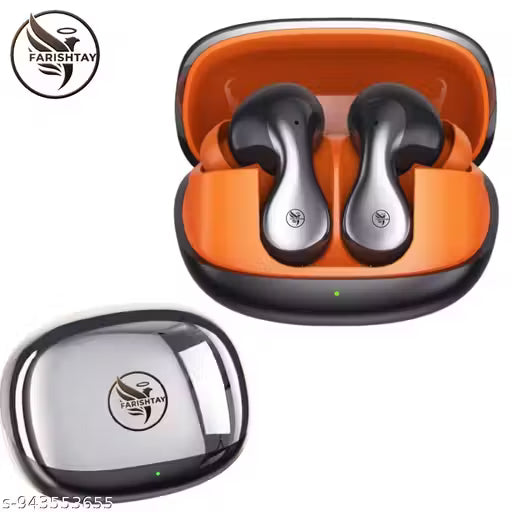 FARISHTAY EaroPods MV– Wireless Earbudss, 13mm Drivers, 40H Battery & Clear Sound -O7 Bluetooth Gaming Headset (Orange, In the Ear)