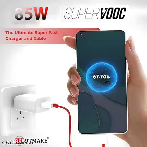 Utmake 85W SuperVOOC Fast Charger with Type-C Cable | Flash Charging Adapter and Cable