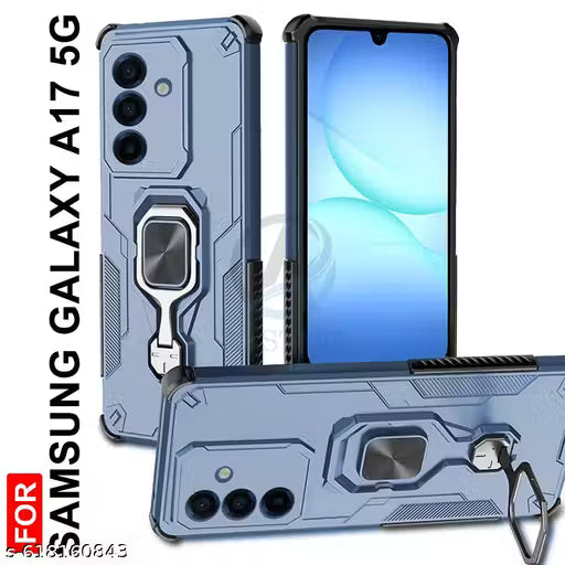 AESTMO Armor Bumper Back Cover for Samsung Galaxy A17 5G | Ring Holder & Kickstand in-Built | 360 Degree Protection Back Cover for Samsung Galaxy A17 5G (PC & TPU, Blue)