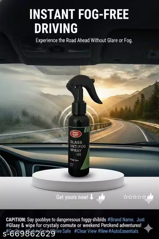 Oil Film Cleaning & Glass Cleaner Anti-Fog Spray | Windshield Defogger & Stain Remover & Exterior | Anti-Mist, Oil Stain Remover for Car Windows, Glass