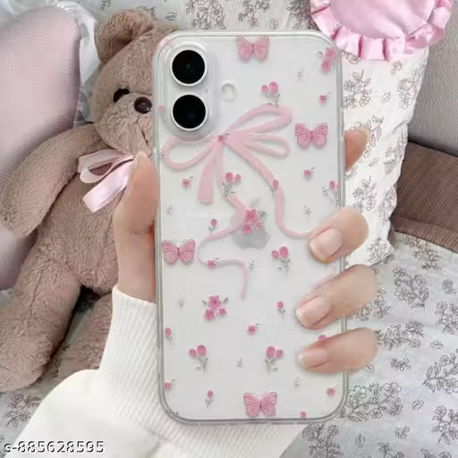 Shock-Absorption Back Cover for iPhone 16 - Floral Butterfly Design