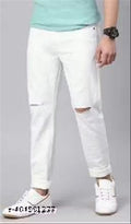 MONK WHITE KNEE CUT JEANS