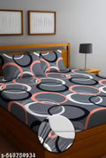 Wrinkle-Free Elastic Fitted Double Bed Bedsheet with 2 Pillow Covers
