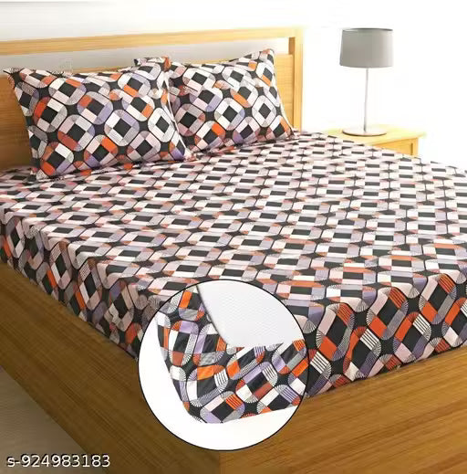 1 Double Elastic Fitted 360'' Elastic Bedsheet with two matching Pillow covers