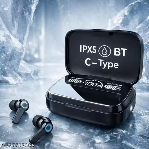 M19 Wireless Earbuds | TWS 5.3 | Emergency PowerBank & Torch | Digital Display Touch Bluetooth Headphones | Mini Compact Portable | Sports Waterproof Stereo In-Ear Earphones Colors In Black