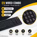 E9 Wired Keyboard & Mouse Combo (LWC-003) Wired Keyboard + Mouse Combo – Full Size USB (LWC-003) Keyboard and mouse combo