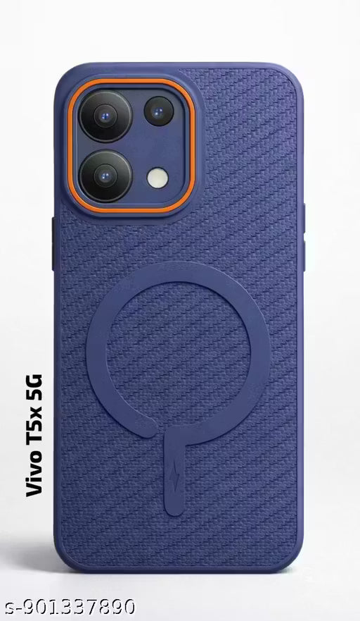 Stylish Vivo T5x 5G Back Cover | Luxury Carbon Fiber Texture Case | Fingerprint Resistant