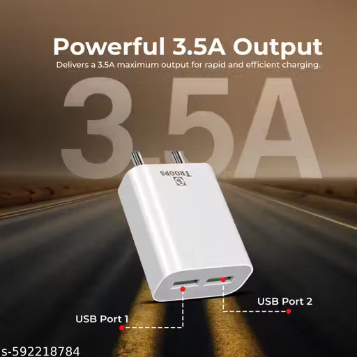 TP TROOPS Dual Ports 3.5A USB Charger, 18 Watt Wall Charger Phone Adapter and Type C Cable Compatible for All Smartphone With 1 Meter Type C Cable Included