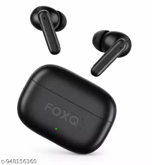 FOXQ T310 Buds Wireless Earbuds Bluetooth 5.4 with 40H Battery Backup, AI ENC Calling, Deep Bass, Touch Control & Type-C Fast Charging (Black)