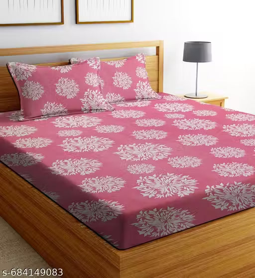 Beautiful Cotton Bedsheet For Double Bed With 2 Pillow Covers
