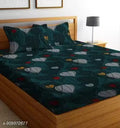 Super Soft Glace Cotton All Round Elastic Fitted Double Bed Bedsheet with 2 Pillow Covers-72x78x8 Inches-fiteed_Double